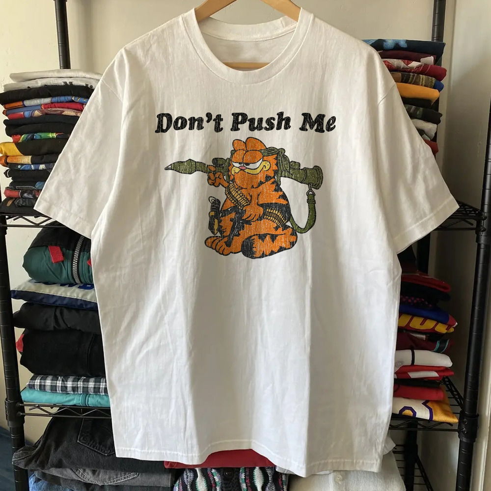 Garfield Don't Push Me , White Tee